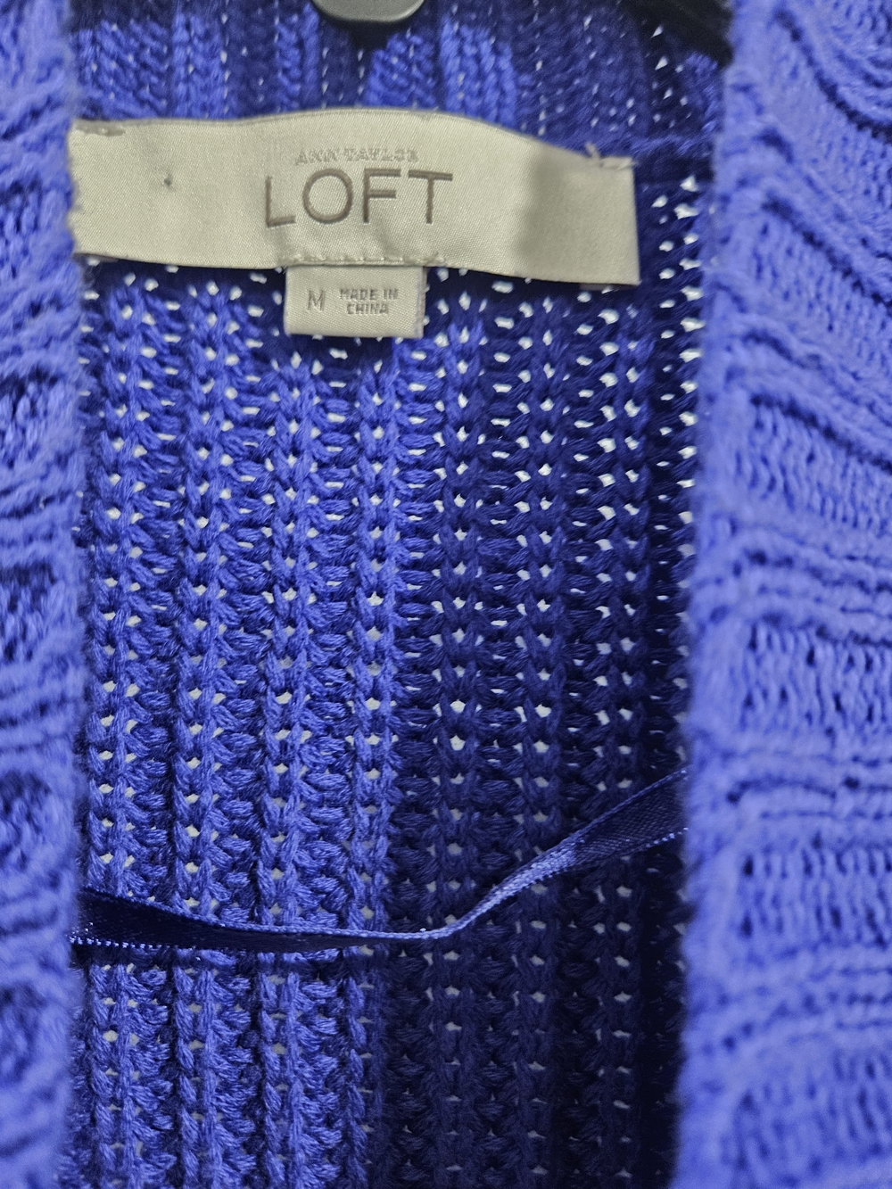 LOFT Women's Vibrant purple Open-Knit Cardigan